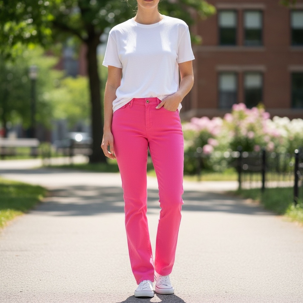 NWOT Charter Club Women's Pink Straight Leg Jeans
